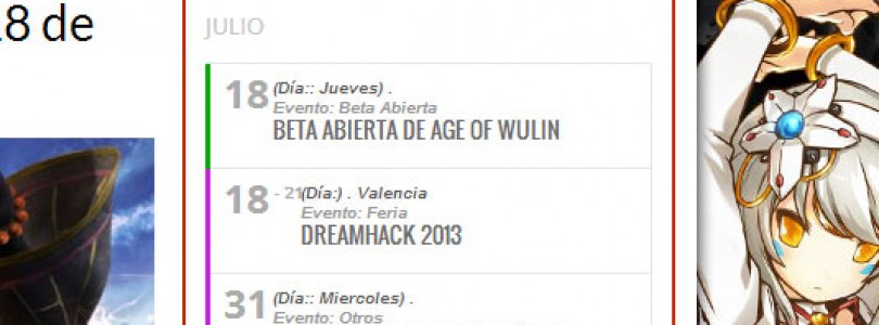 ZonaMMORPG: Añadimos un calendario con los próximos eventos