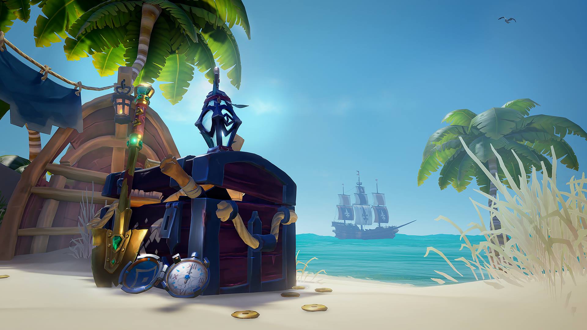 Сыграем в игру море приключений. Sea of Thieves золото. Sea of Thieves Капитан Флинт. Sea of Thieves сокровищница. Остров золотые берега Sea of Thieves.